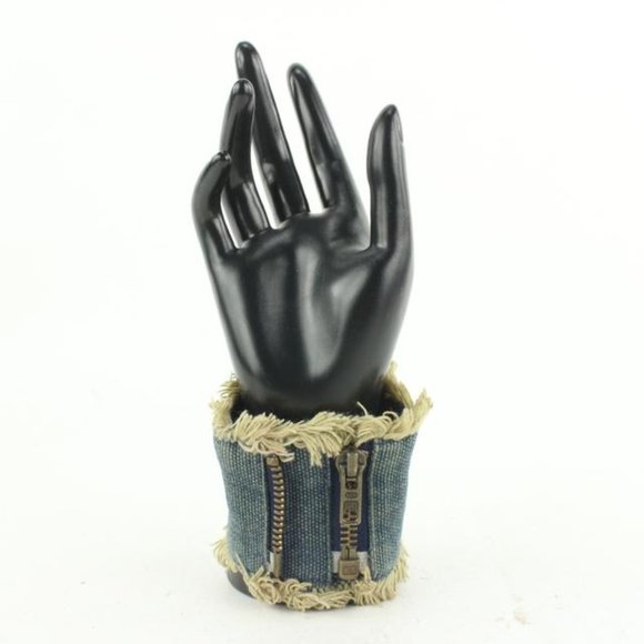 Chanel 01p Denim CC Crystal Logo Cuff Bracelet - Picture 6 of 12